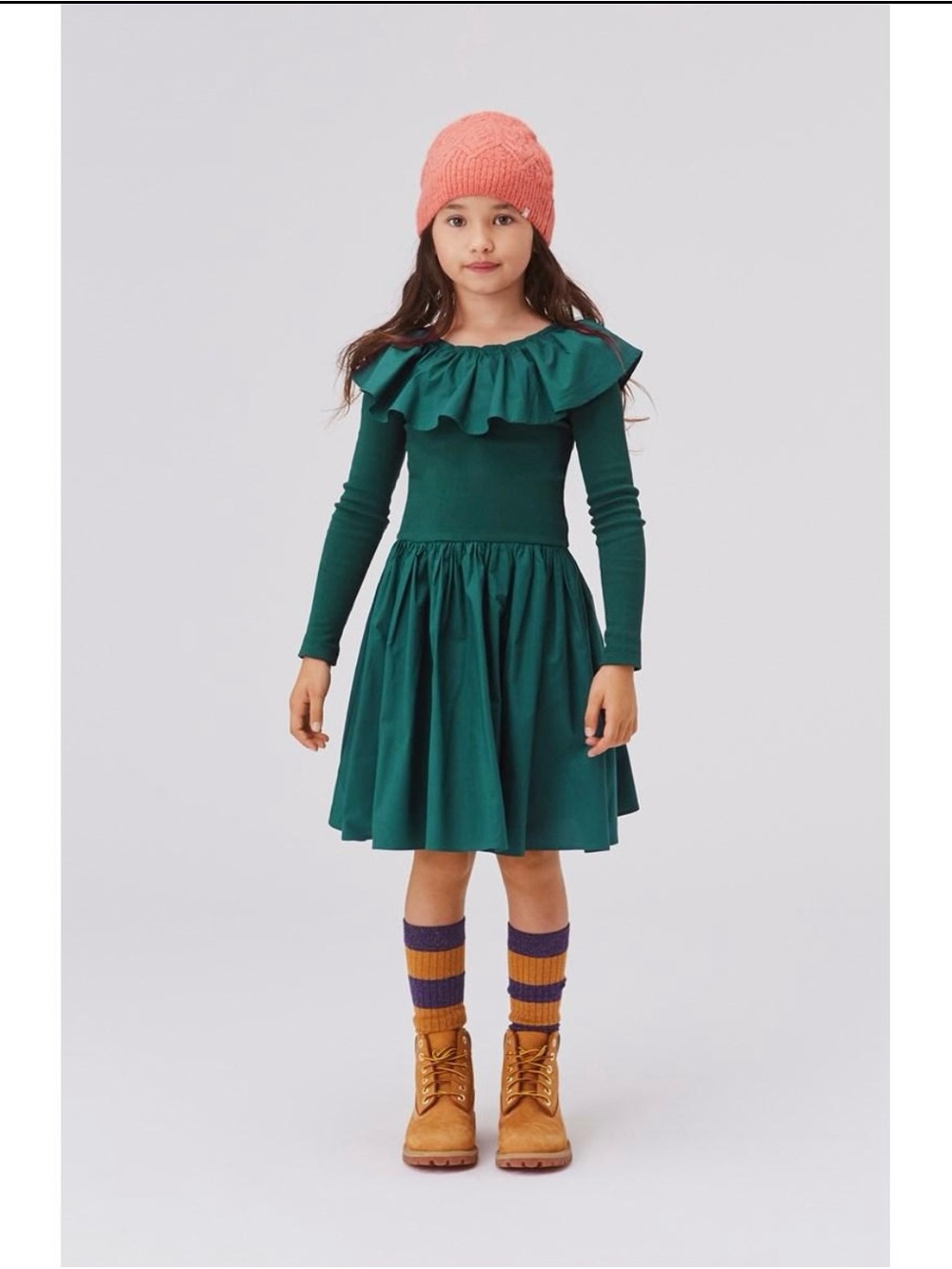 Molo Cille Green Ruffle Collar Dress 134/140 NWT